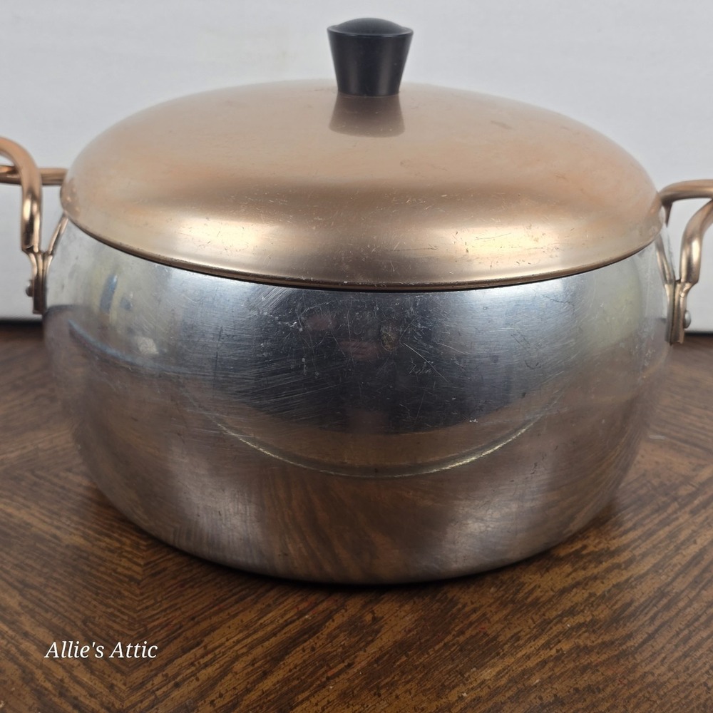 Wear-Ever Hallite Stockpot Aluminum Cooper 5.5 Qt Handles Lid Sauce Pan #2106 - Picture 3 of 12